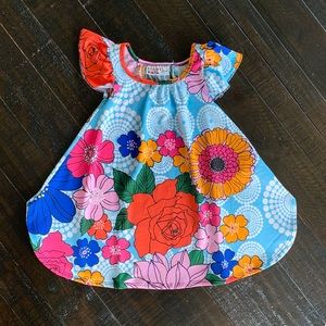 NWT Dot Dot Smile SWING dress, Bright Floral Print on Blue, SIZE 12/24 months
